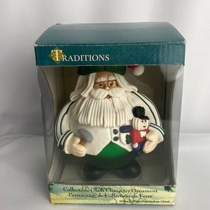 Traditions Collectible Glass Character Santa Irnament.